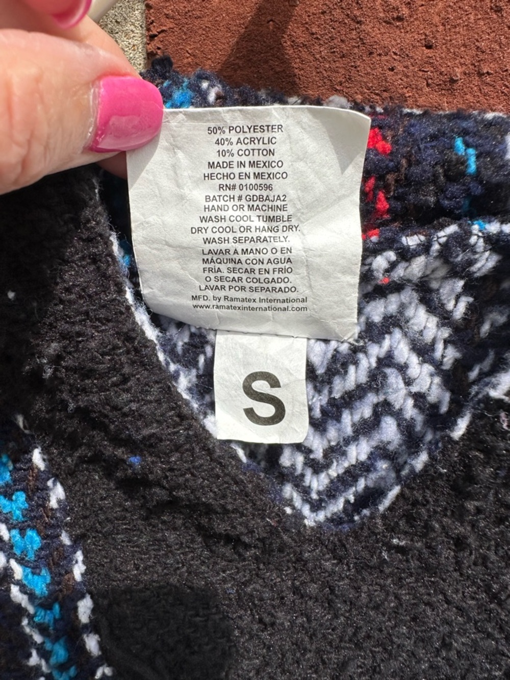 Grateful Dead Baja Hoodie Skull Roses Drug Rug Poncho Sweater Size S Multicolor - Picture 4 of 8